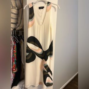 Proenza Schouler Cream Sleeveless V-Neck Print Dress